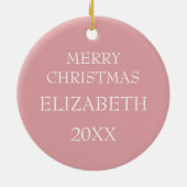 Roze Waterverf Bloemen Kerst Ornament (Achterkant)