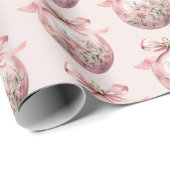 Roze Waterverf Bloemen Kerst Ornament Cadeaupapier (Rol Hoek)