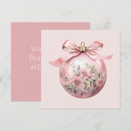 Roze Waterverf Bloemen Kerst Ornament Feestdagenkaart