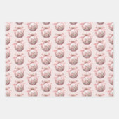 Roze Waterverf Bloemen Kerst Ornament Inpakpapier Vel (Voorkant)