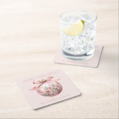 Roze Waterverf Bloemen Kerst Ornament Kartonnen Onderzetters (Insitu)