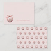 Roze Waterverf Bloemen Kerst Ornament Notitiekaartje (Voorkant / Achterkant)