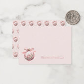 Roze Waterverf Bloemen Kerst Ornament Notitiekaartje (Voorkant / Achterkant in situ)