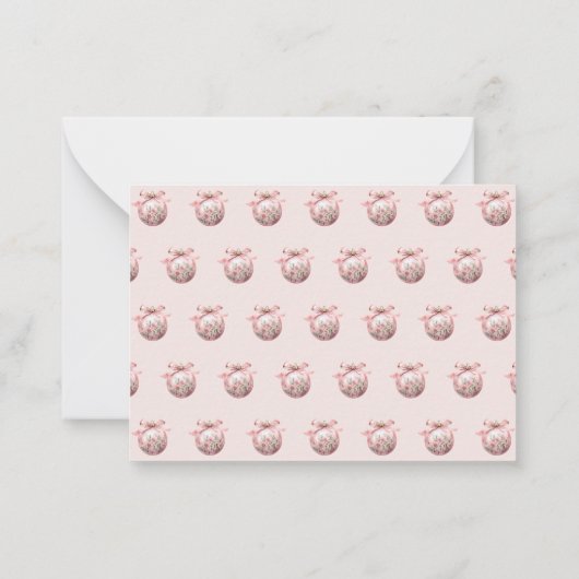 Roze Waterverf Bloemen Kerst Ornament Notitiekaartje (Achterkant)