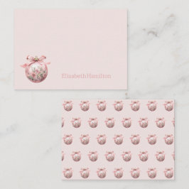 Roze Waterverf Bloemen Kerst Ornament Notitiekaartje