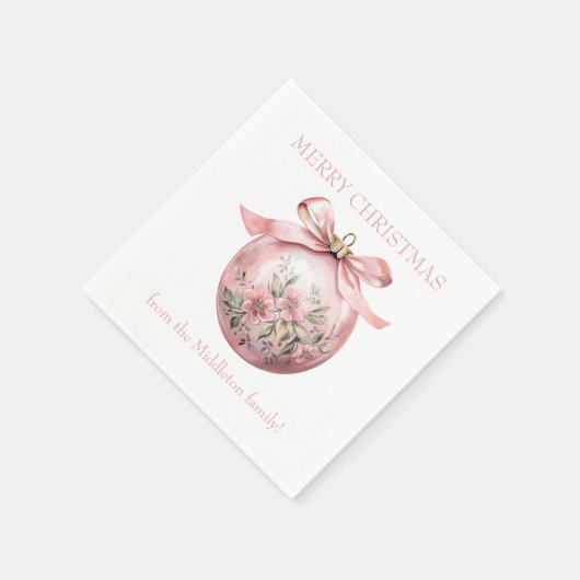 Roze Waterverf Bloemen Kerst Ornament Servet (Hoek)