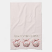 Roze Waterverf Bloemen Kerst Ornament Theedoek (Verticaal)