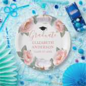 Roze Waterverf Bloemen Klasse van Feest Papieren Bordje (Feest)