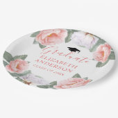 Roze Waterverf Bloemen Klasse van Feest Papieren Bordje (Gekanteld)