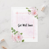 Roze Waterverf bloemen krijgen snel een Kaart (Voorkant / Achterkant in situ)