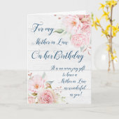 Roze Waterverf bloemen moeder in de wet Kaart (Gele Bloem)