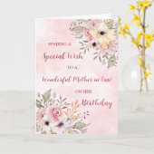 Roze Waterverf Bloemen Moeder in Recht Verjaardag Kaart (Gele Bloem)