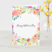 Roze Waterverf Bloemen Moederdag Kaart (Gele Bloem)
