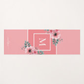Roze | Waterverf bloemen Monogram Yoga Mat (Voorkant (horizontaal))