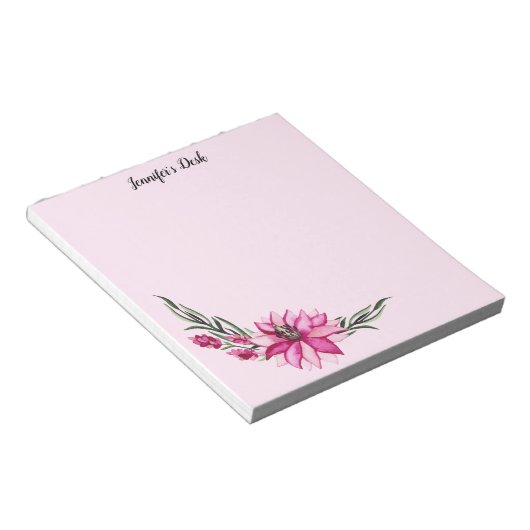 Roze Waterverf Bloemen Notitieblok (Schuin)