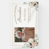 Roze Waterverf Bloemen Oma Verjaardag Spandoek (Verticaal)