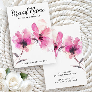 Roze waterverf bloemen oorbel kaart