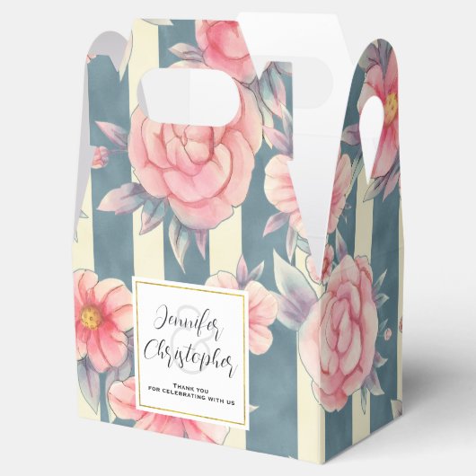 Roze Waterverf bloemen op het bruiloft van de Stri Bedankdoosjes (Geopend)