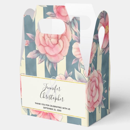 Roze Waterverf bloemen op het bruiloft van de Stri Bedankdoosjes (Geopend)