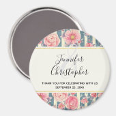 Roze Waterverf bloemen op het bruiloft van de Stri Magneet (Voorkant / Achterkant)