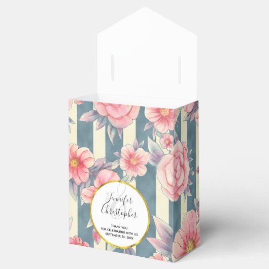 Roze Waterverf bloemen op straat Bedankdoosjes (Geopend)