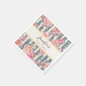 Roze waterverf bloemen op strepen bruidsdouche servet (Hoek)