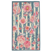 Roze Waterverf bloemen op strepen Dank u Klein Cadeauzakje (Achterkant)