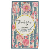 Roze Waterverf bloemen op strepen Dank u Klein Cadeauzakje (Voorkant)
