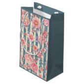 Roze Waterverf bloemen op strepen Dank u Klein Cadeauzakje (Achterkant Gekanteld)