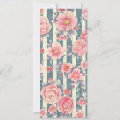 Roze Waterverf bloemen op strepen Kaart (Achterkant)