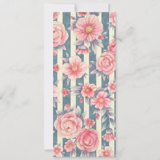 Roze Waterverf bloemen op strepen Kaart (Achterkant)