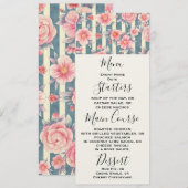 Roze Waterverf bloemen op strepen Kaart (Voorkant / Achterkant)