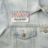 Roze Waterverf bloemen op strepen Naamplaatje (In situ)