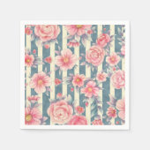 Roze Waterverf bloemen op strepen Servet (Voorkant)