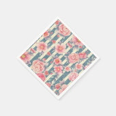 Roze Waterverf bloemen op strepen Servet (Hoek)