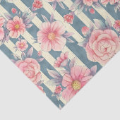 Roze Waterverf bloemen op strepen Tissuepapier (Detail)