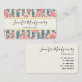 Roze Waterverf bloemen op strepen Visitekaartje (Voorkant / Achterkant)