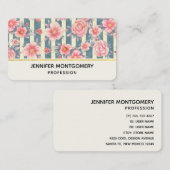 Roze Waterverf bloemen op strepen Visitekaartje (Voorkant / Achterkant)