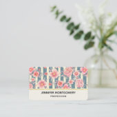 Roze Waterverf bloemen op strepen Visitekaartje (Staand voorkant)