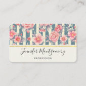 Roze Waterverf bloemen op strepen Visitekaartje (Voorkant)
