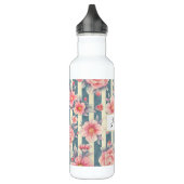 Roze Waterverf bloemen op strepen Waterfles (Links)