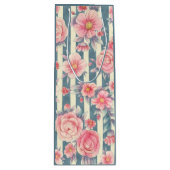 Roze Waterverf bloemen op strepen Wijn Cadeautas (Voorkant)