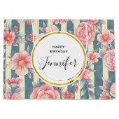 Roze Waterverf bloemen op stripes van afgelopen da Groot Cadeauzakje (Voorkant)