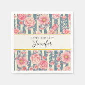 Roze Waterverf bloemen op stripes van afgelopen da Servet (Voorkant)