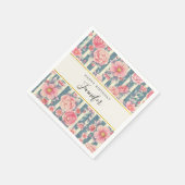 Roze Waterverf bloemen op stripes van afgelopen da Servet (Hoek)