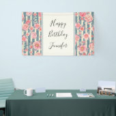 Roze Waterverf bloemen op stripes van afgelopen da Spandoek (Beurs)