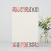 Roze Waterverf bloemen op strips Briefpapier (Staand voorkant)