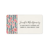 Roze Waterverf bloemen op strips-etiket Etiket (Voorkant)