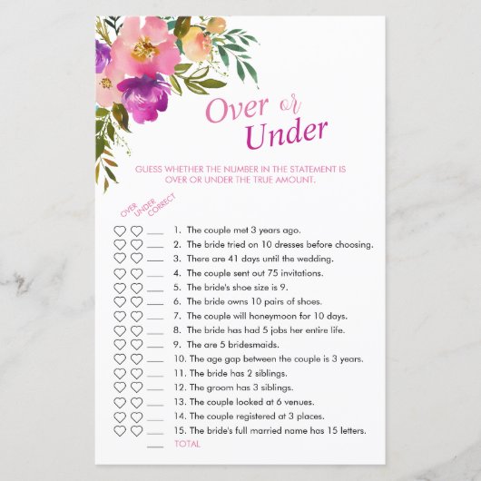 Roze Waterverf Bloemen over of onder douche spel (Voorkant)