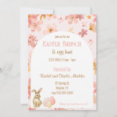 Roze Waterverf Bloemen Paasbrunch en Egg Hunt Kaart (Voorkant)
